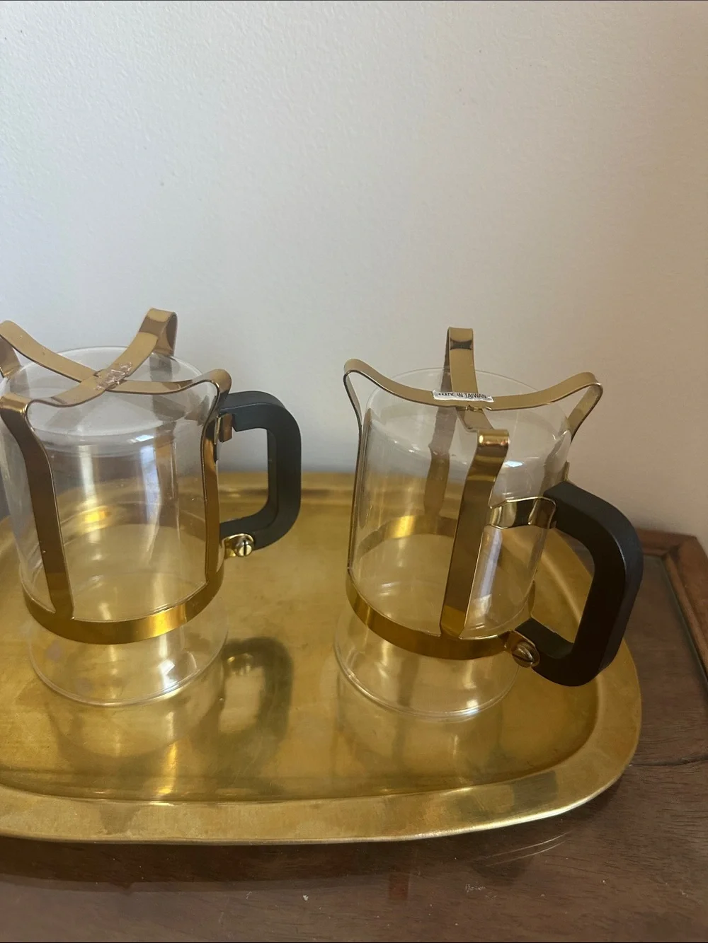 Vintage MCM Coffee Set with Brass Tray